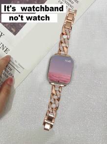 1 pièce Bracelet de montre en or rose pour femmes/hommes, compatible avec Apple Watch Band 38mm 40mm 41mm, bracelet en métal réglable scintillant avec bracelet en chaîne de cow-boy en acier simple, compatible avec Apple Watch Series 9/8/7/6/5/4/3/2/1/SE/Ultra