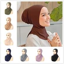 Plain Inner Cap Head Scarf With Elastic Neck Cover And Head Wrap For Women - Multicolor - View 1