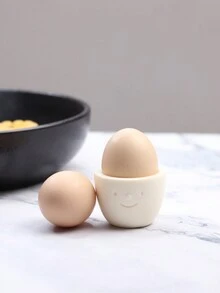 1 Miếng Dễ thương Mặt Hình dạng Giá đỡ trứng , Bộ đồ ăn , Khay trứng Khuôn Đối với Nhà hàng , Ăn uống Bàn - trắng - Xem 3