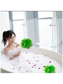 1 esponja / estropajo de baño, verde, 25g, tamaño pequeño con cuerda de suspensión - Verde - Ver 7