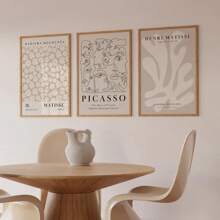 3pcs Unframed Neutral Wall Art Prints Set, Including Picasso, Matisse & Gallery Styled Posters, Matisse Posters, Beige Exhibition Posters, Vintage Wall Art, Canvas Art, Retro Posters, Room Wall Decoration Gifts Birthday Graduation