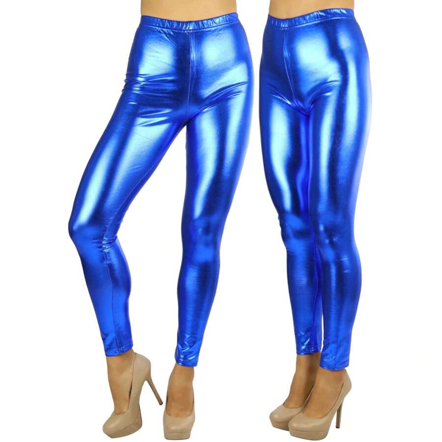 ToBeInStyle Women's Shiny Faux-Leather Legging - 藍色 - 查看 1