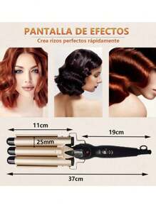 JIAWANG Rizador de cabello Waflera Enchinadora Cabello 3 Rizadora Pelo Onduladora - Dorado - Ver 10