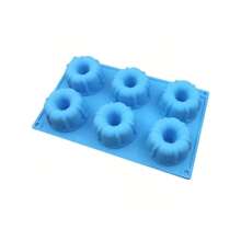1pc 6-Cavity Pumpkin Shaped Silicone Ice Tray Circle Cake Pudding Dessert Soap Mold - Blue - View 5