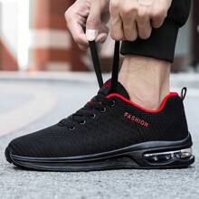 Zapatos Deportivos Casuales De Punto Para Hombre - Zapatos Deportivos Con Cojín De Aire - Absorción De Golpes Y Transpirables - Para Correr, Baloncesto Y Ejercicio