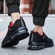 Zapatos Deportivos Casuales De Punto Para Hombre - Zapatos Deportivos Con Cojín De Aire - Absorción De Golpes Y Transpirables - Para Correr, Baloncesto Y Ejercicio