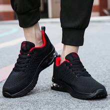 Zapatos Deportivos Casuales De Punto Para Hombre - Zapatos Deportivos Con Cojín De Aire - Absorción De Golpes Y Transpirables - Para Correr, Baloncesto Y Ejercicio