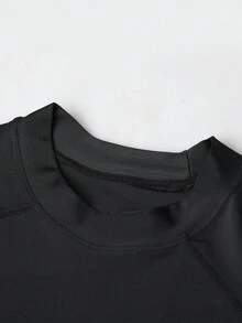 SABOLAY Áo thun dài tay in họa tiết đơn giản phong cách bạn trai mùa xuân/hè cho nam đi biển/lướt sóng, chống tia UV, nhanh khô, chống clo - màu đen - Xem 5