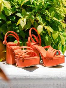 Women Heeled Sandals - 橘色 - 查看 2
