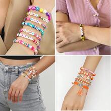 5款樣式～1300/1400顆字母珠子,a-z字母塑膠珠套裝,心形珠子用於手鐲製作 - 彩色 - 查看 10