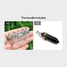 1入組天然寶石石英粉紅水晶六邊形擺錘光環吊墜魅力diy珠寶項鍊配件