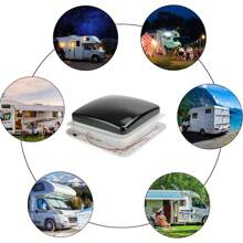 11" RV Caravan Roof Vent 3-Speed Motor RV Fan 12V Skylight With LED Light - Black - View 4