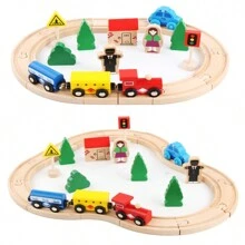 32 件木制 8 字形火车轨道儿童 DIY 组装场景轨道玩具，儿童益智生日礼物，木制玩具，压铸火车，木制火车玩具，火车，火车套装，火车玩具，玩具车库，玩具与游戏火车，玩具火车圣诞节，返校 - 彩色 - 查看 3