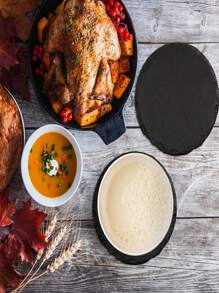 Set de 2 bandejas de servir de piedra natural, accesorio de fotografía, plato negro de sushi, bandeja para hornear pasteles y postres, plato de filete estilo occidental, regalo de Navidad