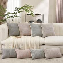 Luxury Chenille Jacquard Modern Art Decorative Pillowcase, No Filler, With Hidden Zipper, Exquisite Workmanship And Durable Zipper. This Beautiful Cushion Cover Is Suitable For Sofas, Couches, Beds, Cars, Seats, Window Seats, Loveseats, Living Rooms, Bedrooms, Floors, Benches, Offices, Coffee Shops, Etc. - Pink - View 10