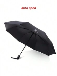 1pc 8-Rib Classic Black Uv Protection Automatic Umbrella For Both Sunny And Rainy Days, Portable Folding Sunshade Parasol, Black - Black - View 4