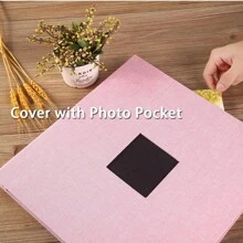 1pc Self-Adhesive Album, 28x27cm, With Window Cutout, 40 Sheets Linen Pages & Metal Pen, Diy Anniversary Scrapbook, Perfect For Baby, Wedding, Family Gifts Birthday Graduation