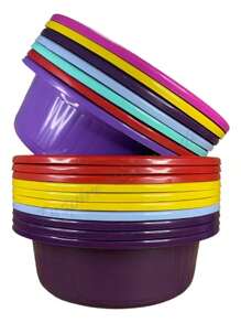 Kit 5 Bacia Plástico Canelada Pequena 1,4l Cores Sortidas - Multicolorido - Visão 1