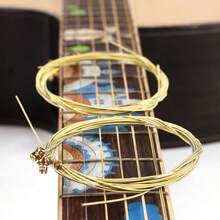 3pcs Wood Guitar Brass String Acoustic Guitar Strings Set, Folk Guitar Loose Strings (Random Color, 6 Strings/Set) - Multicolor - View 4