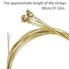 3pcs Wood Guitar Brass String Acoustic Guitar Strings Set, Folk Guitar Loose Strings (Random Color, 6 Strings/Set) - Multicolor - View 2