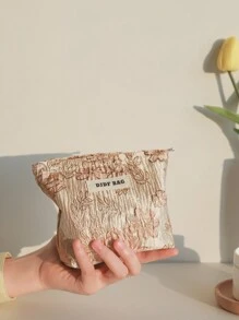 时尚便携小化妆包，高品质盥洗包，大容量化妆品收纳袋，可收纳口红、化妆品、化妆工具、零钱包、钥匙扣、轻便化妆包、女性卫生旅行套装 - 香檳色 - 查看 2