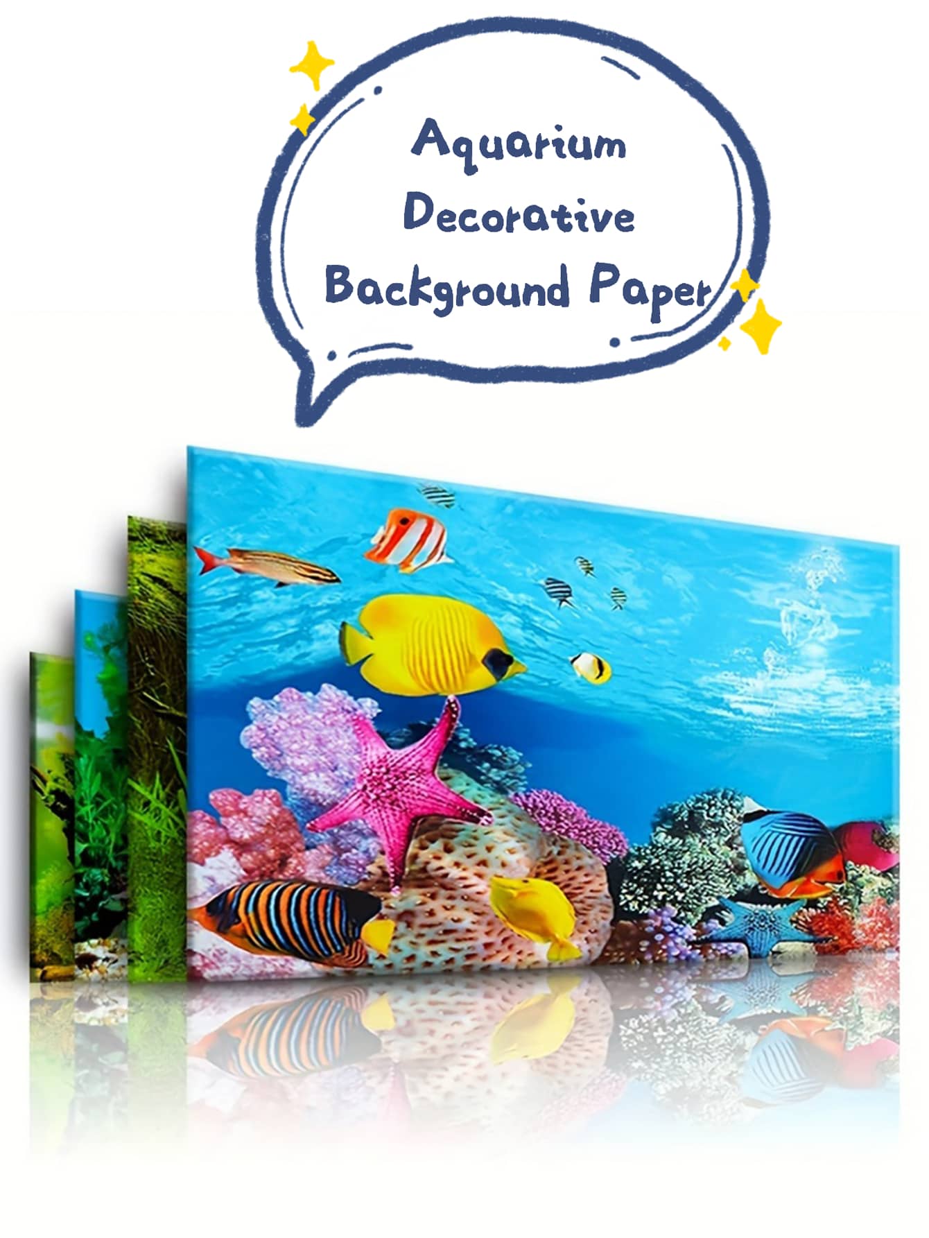 双面耐用 PP 制作的水族馆装饰背景纸，艺术淡水和咸水鱼缸增强效果 - 彩色 - 查看 1
