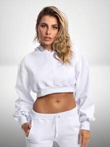 Cropped Windbreaker Sweatshirt Winter 2022 Model Bloguerinha Tumbrl - Black - View 2