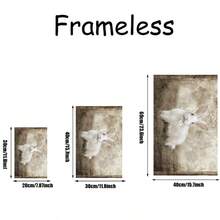 1 件/套复古白兔子和雏菊帆布印刷画，复活节墙壁艺术 - 迷人、可爱的动物装饰，无框 - 棕色 - 查看 2