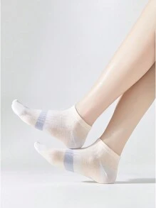 5 Dễ thương Tím & Đỏ  Sọc Phong cách Học viện Toàn trận Của phụ nữ Tất mắt cá chân - Nhiều màu - Xem 5