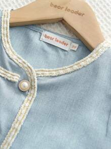 Young Girl Elegant College Style Two Pieces Set With Patchwork Ribbon Short Sleeve Top And Pleated Mini Skirt, Summer