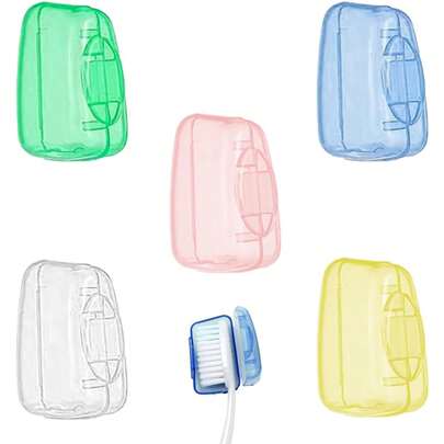 3/5/10 Pack Travel Toothbrush Head Covers Toothbrush Protector Cap Brush Pod Case Protective Portable Plastic Clip For Household Travel/Camping/ Bathroom/School/Business(Random Color)