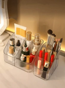 1 pieza Caja de almacenamiento transparente para organizador de cosméticos, soporte para brochas de maquillaje, artículos de cuidado de la piel y lápices para el escritorio, estuche de almacenamiento de cosméticos, para vacaciones, playa, baño y dormitorio, de gran capacidad