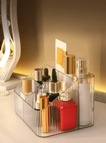 1 pieza Caja de almacenamiento transparente para organizador de cosméticos, soporte para brochas de maquillaje, artículos de cuidado de la piel y lápices para el escritorio, estuche de almacenamiento de cosméticos, para vacaciones, playa, baño y dormitorio, de gran capacidad