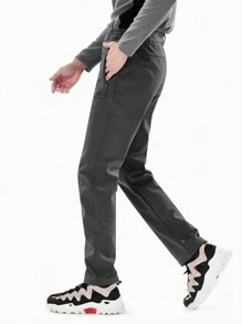 TECTOP Men's Slim Fit Cargo Snow Pants For Hiking, Windbreaker, Outdoor Trousers With Zip Pockets, Random Logo Shipped