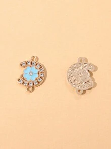 10入組創意時尚kc鋅合金鑲嵌鑽石花朵雙連接器,適用於手鐲、項鍊、耳環、吊墜diy配件 - 彩色 - 查看 10