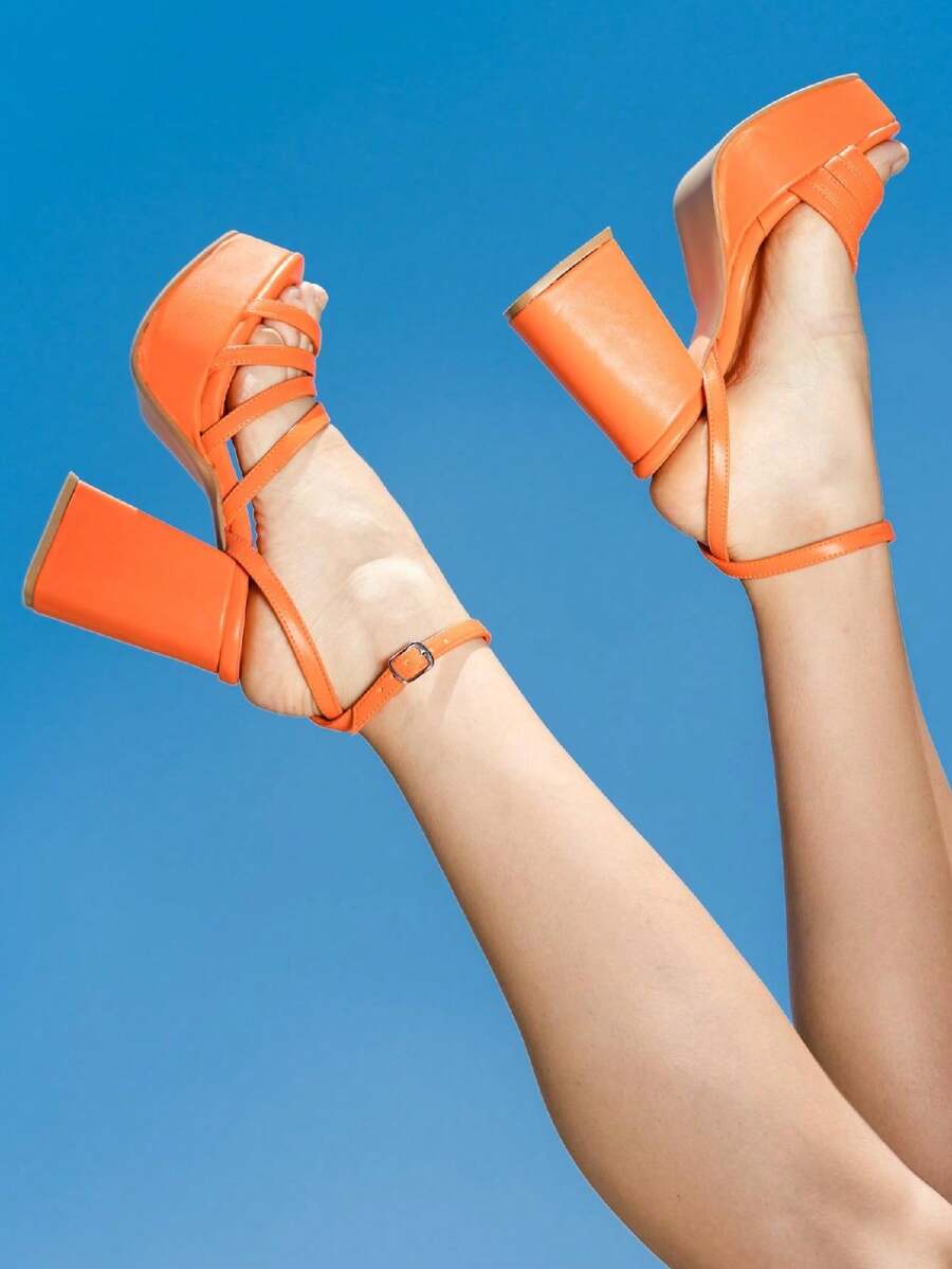 Women Heeled Sandals - 橘色 - 查看 1