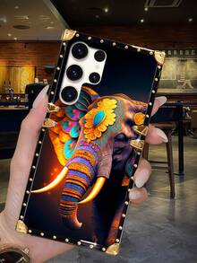 1入組象紋方形時尚抗摔手機殼，適用於三星S24 Ultra - 彩色 - 查看 3