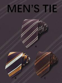 1條男士時尚條紋和點點紋簡約領帶,適合派對和活動服裝 - 彩色 - 查看 10