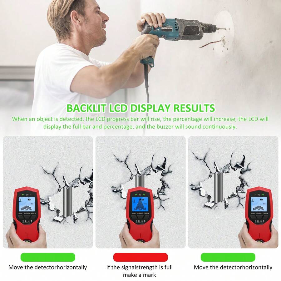 Stud Finder Wall Scanner 7 In 1 Multifunctional Electronic Stud Sensor With LCD Display AC Wire Detector Wall Wood Metal Stud Detector Portable Joist Finder Beam Sensor Detector