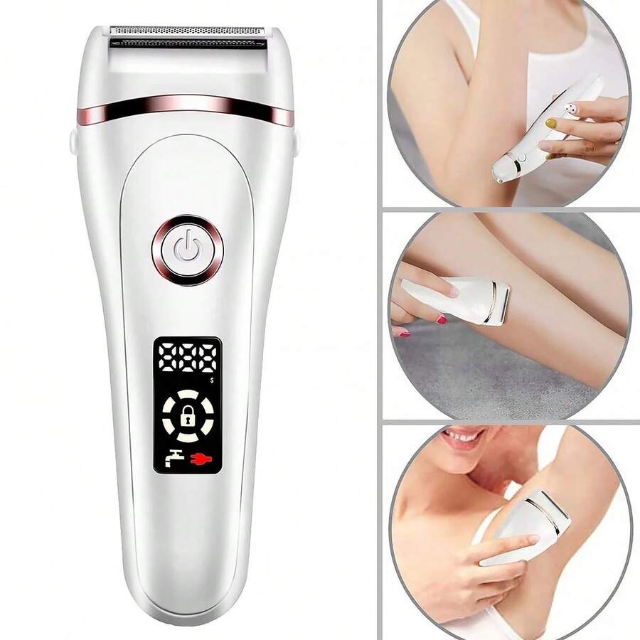1 Pieza Maquinilla De Afeitar Eléctrica Recargable Para Mujeres - Pantalla Led, Depilación Sin Dolor Para Piernas, Bikini Y Áreas Sensibles