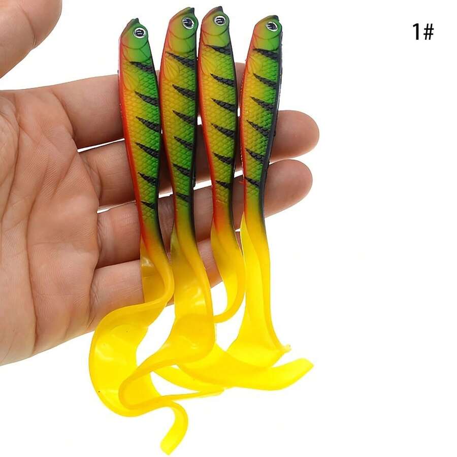 1/4pcs 4.92 Inch - 0.19 Ounce Silicone Swimbait Lures, With/Without Hook Option Fishing - Multicolor - View 1