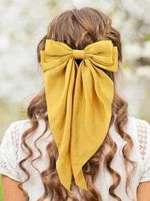 6pcs Bow Hair Accessories, Big Size Long Tail Aesthetic Hair Clips, Silk Ribbon Bow Hair Ties, Ponytail Holders For Girls - Multicolor - View 7