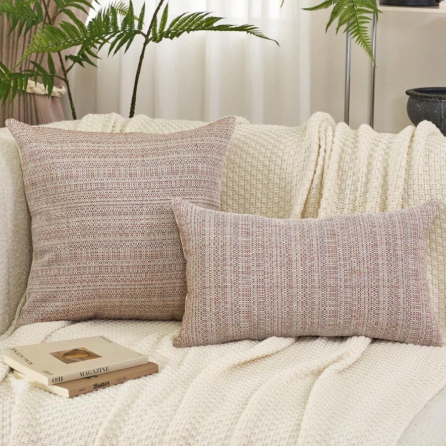 Luxury Chenille Jacquard Modern Art Decorative Pillowcase, No Filler, With Hidden Zipper, Exquisite Workmanship And Durable Zipper. This Beautiful Cushion Cover Is Suitable For Sofas, Couches, Beds, Cars, Seats, Window Seats, Loveseats, Living Rooms, Bedrooms, Floors, Benches, Offices, Coffee Shops, Etc. - Pink - View 1
