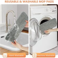Microfiber Spray Mop Pads, Compatible With Mop (5 Pack), Reusable Washable Floor Mop Pads Replacement 15.3 X 5.1 Inch Dry Wet Mop Pads Refills For Home Kitchen Commercial Floor Cleaning - Gray 5PCS - View 3