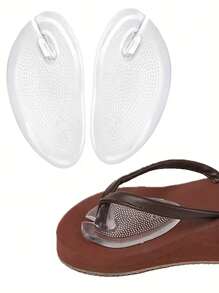 1pair Anti-Slip Massage Half Insole For Flip Flops, Sandals, With Silicone Toe Separator Cushion And Metatarsal Pad - Clear - View 1