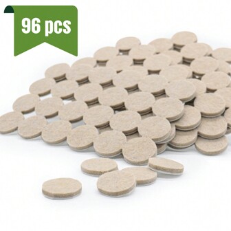 96pcs Felt Furniture Pads, Premium Floor Protectors, Self-Adhesive & Cuttable Felt Chair Pads, Beige/Brown, Scratch & Slip Resistant, Suitable For Hardwood Floors