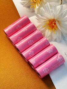 6pcs Footprint Pattern Plastic Pet Waste Bag Dog Poop Bag, For Pooper Scooper Dispenser - Multicolor - View 6