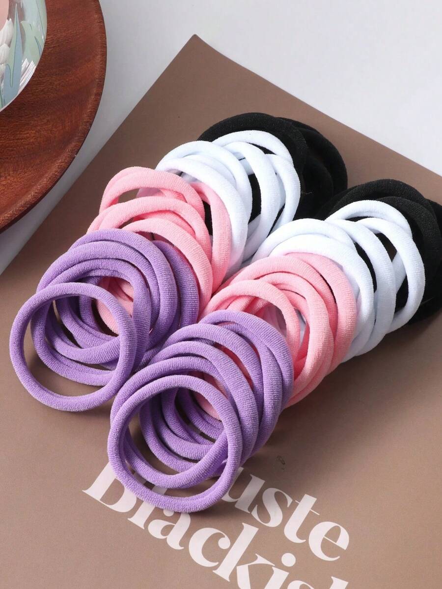 50pcs Minimalist & Practical Hair Scrunchies, Daily Home Hair Accessories Suitable For Girls Back To School Season - Multicolor - View 1