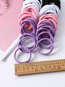 50pcs Minimalist & Practical Hair Scrunchies, Daily Home Hair Accessories Suitable For Girls Back To School Season - Multicolor - View 3