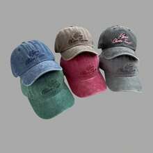 1 Pieza Gorra De Béisbol Bordada Con Alfabeto Para Mujer, Gorra De Sol Casual Vintage De Moda, Forma De Cara Plana Para El Uso Diario En La Calle - Multicolor - Ver 7